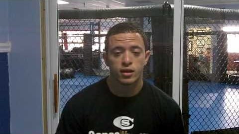 Jason “the Specimen” Soares speaking to camera at Freestyle Fighting Academy